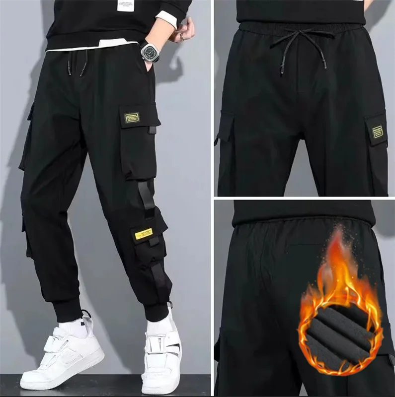 Sports pants for autumn and winter  warm lamb wool for spring and autumn  loose oversized casual pants for men with added wool