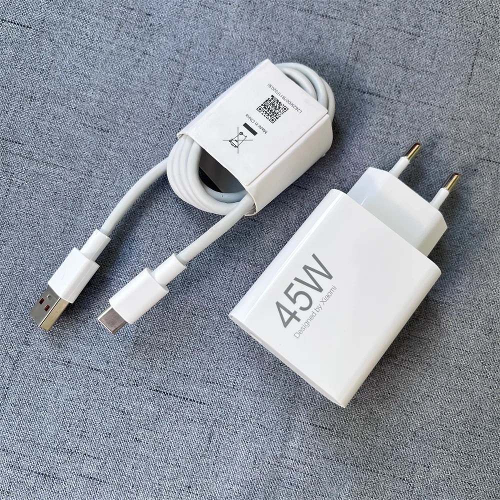 Para xiaomi pad 7 45w usb carregador rápido com cabo tipo c adaptador de alimentação da ue para redmi note14pro + k30 mi 10t 13t 14t 15