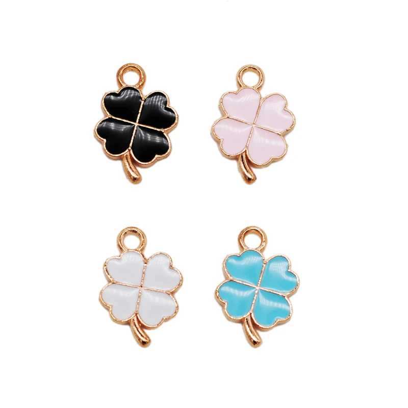 30 PC New Hot Oil Drop Charms Clovers Enamel Charms Alloy Pendant Fit Necklaces Bracelets DIY Jewelry Accessories