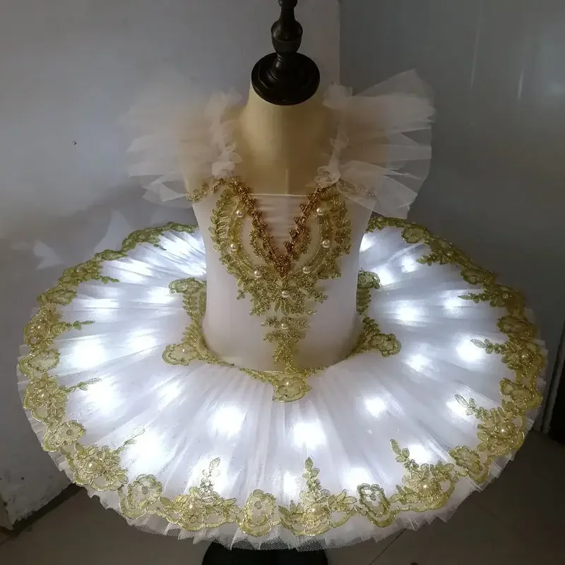 Tutu Ballet Led Light Swan Lake Ballerina Pancake Tutu Girl Women Adult Child Ballet Dress Kids Dance Costumes Tutu Led