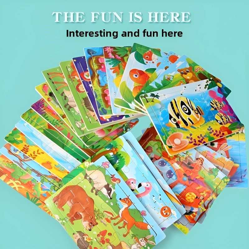 15*11cm 몬테소리 나무 3D 퍼즐 만화 동물 지능 퍼즐 게임 어린이를위한 조기 학습 교육 장난감