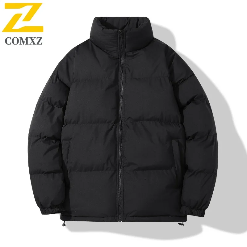 COMXZ 2025 Winter Stand Collar Color Block Padded Coat Unisex Casual Sports Outwear Travel Color Trendy Warm Couple Jacket