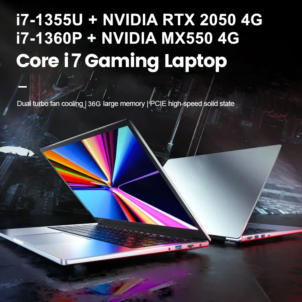 16 Inch Gaming Laptop i7 1360P 1355U NVIDIA RTX 2050 MX550 4G Windows 11 IPS Full HD Office Computer PC Notebook Ultrabook WiFi