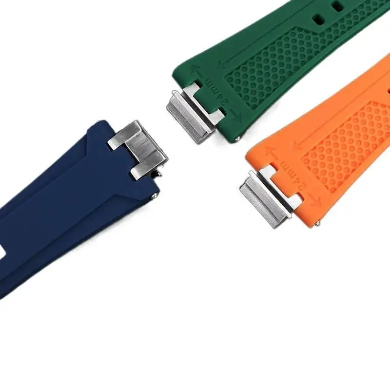 حزام ساعة مطاطي للرجال محول من الفولاذ المقاوم للصدأ لساعة موريس لاكروا أيكون AI6008/AI6007/AI6038/ساعة حزام سيليكون ناعم معدل #4