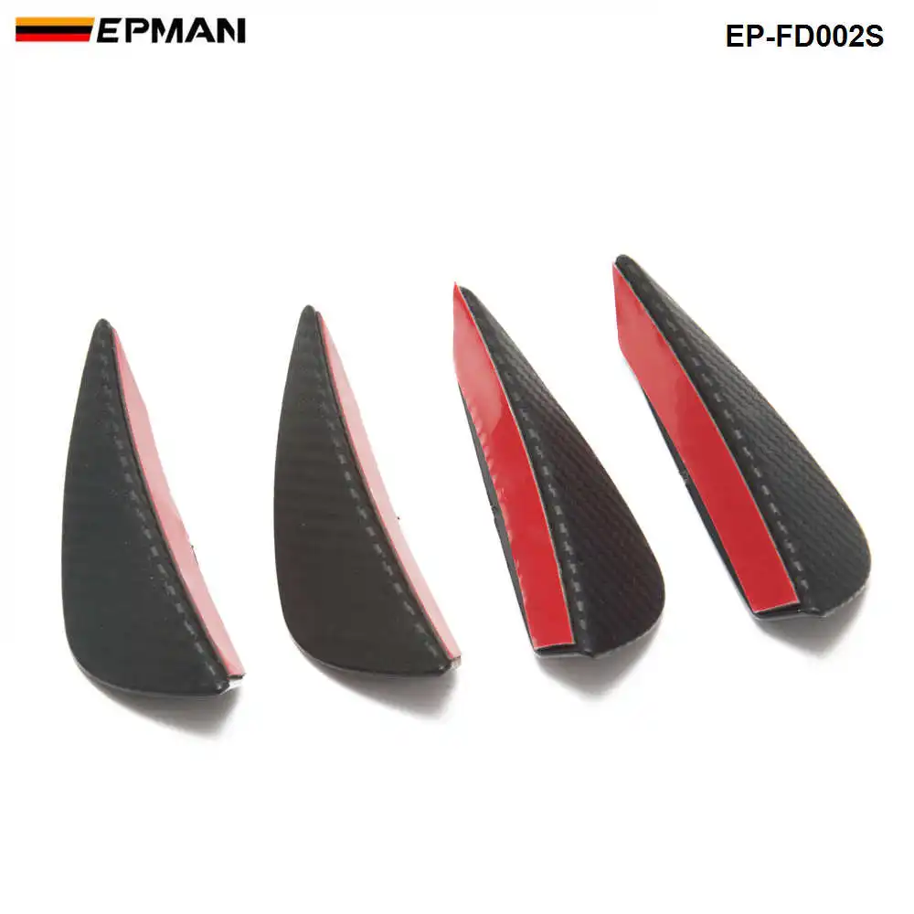 4pcs Carbon fiber Color Fit Front Bumper Lip Splitter Fins Body Spoiler Canards Valence Chin  EP-FD002S