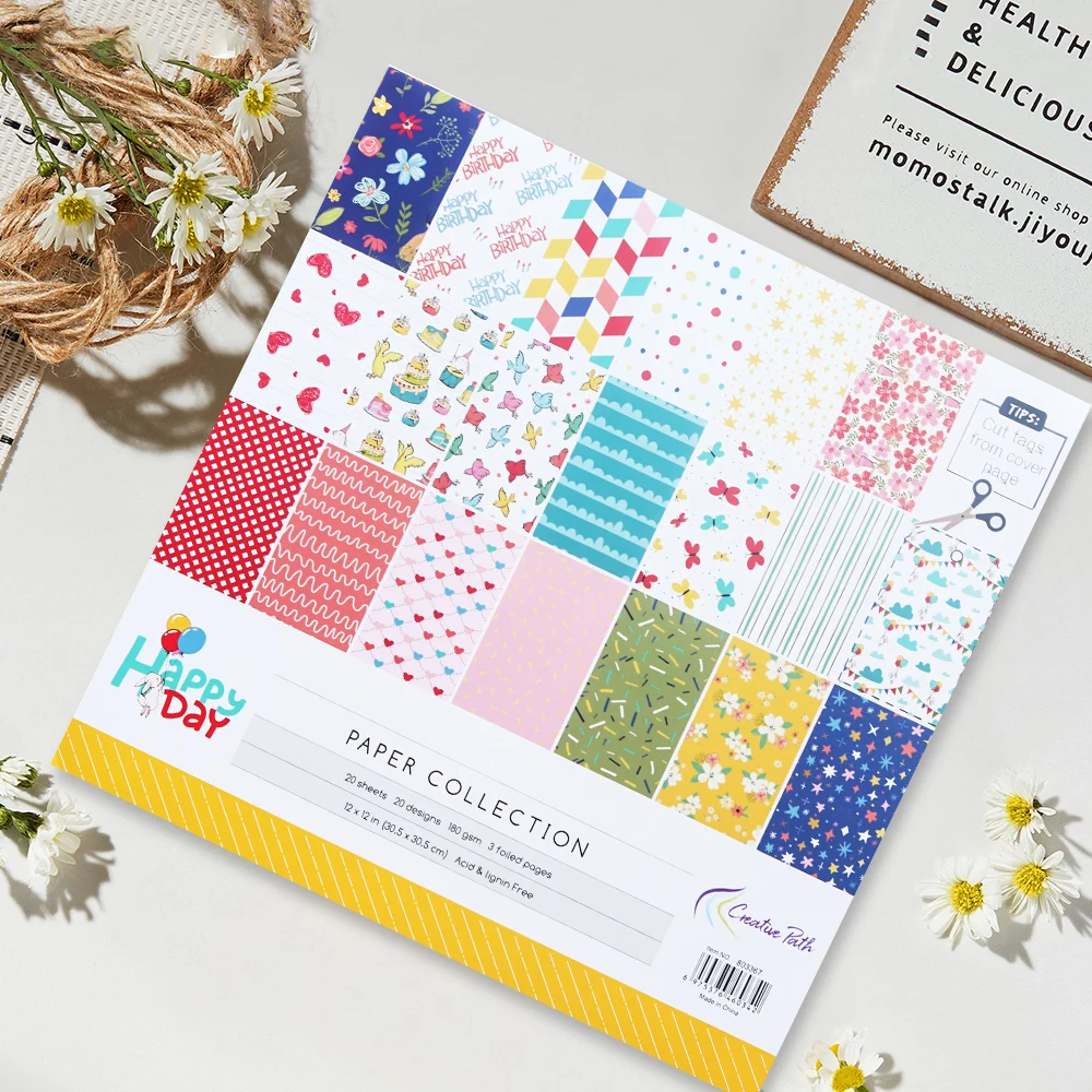 

Creative Path 12 Inch Scrapbooking Supplies Pattern Paper Crafts Material Background Decorative Pack 20 Sheets 305x305mm