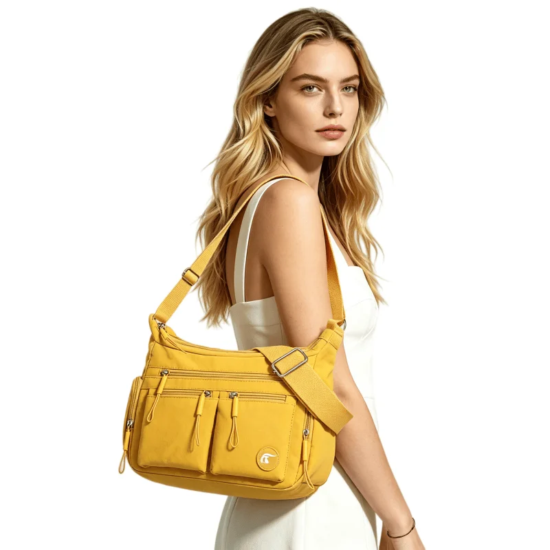 Ladies Lightweight Nylon Women Shoulder Bag Casual Crossbody Multi Layer Fashion Tote Trendy Everyday Use