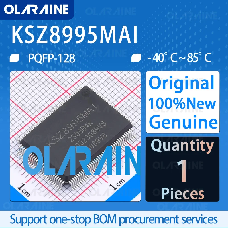 1Pcs Original KSZ8995MAI PQFP-128 Communication Ethernet ICs Standard 10BASE-T, 100BASE-FX/TX Data rates 10 Mb/s, 100 Mb/s