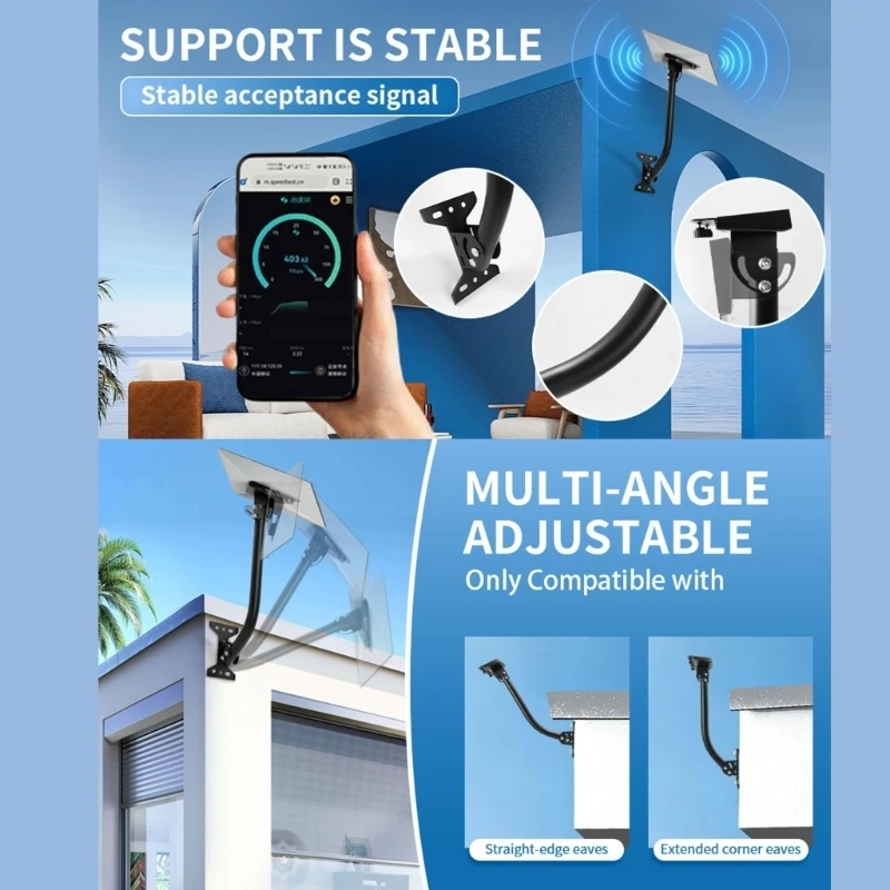 96BA Outdoor-Stützhalterung, verstellbare Wand- und Traufhalterung mit gebogenem Metallarm und Hardware für Mini-Positionierung – Detail 1
