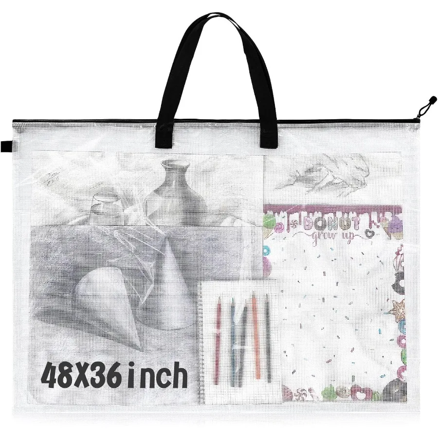 Estuche grande de portafolio de arte de 36 x 48 pulgadas con asa para exhibición y almacenamiento de tablón de anuncios, bolsa de portafolio de arte duradera para carteles