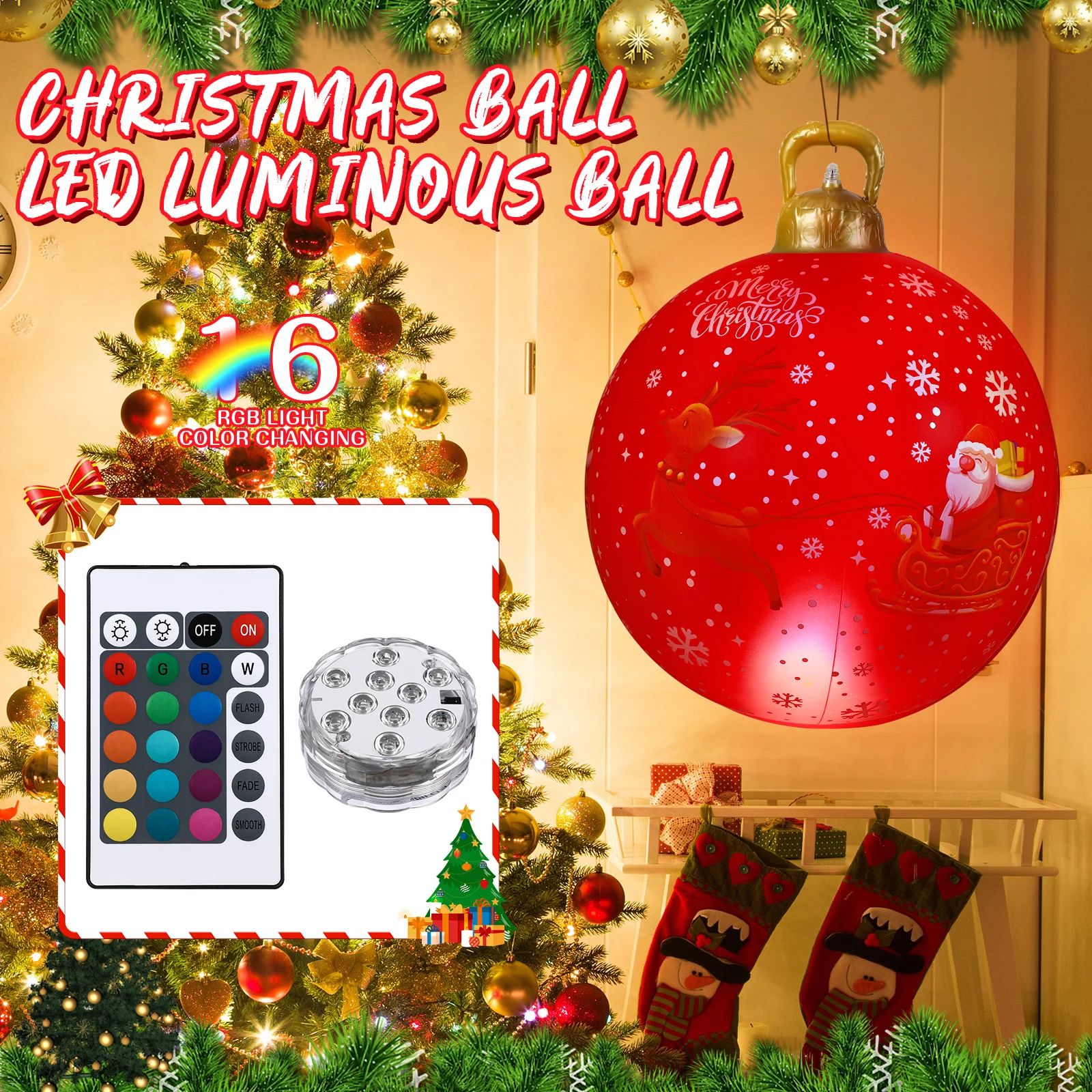 

with Lights LED Glowing Ball Decorations Pvc Xmas Outdoor Lighted Holiday Displays