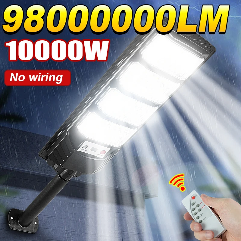 

98000000LM 10000W LED Solar Outdoor Lamp Sunlight Motion Sensor Light Remote Control Solar Lamp Waterproof Street Wall Garden