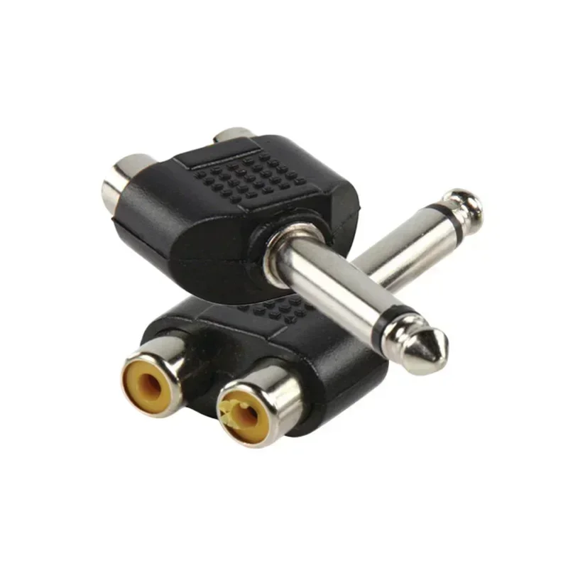 6.35mm Mono 1/4 Inch Male Plug To Dual RCA Female Y Splitter Connector Audio Adapter Converter For KTV Speaker Sound