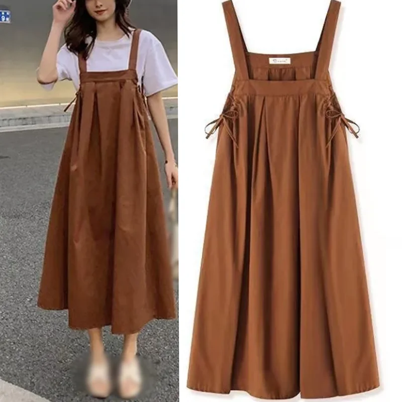 Nowa letnia luźna sukienka moda na co dzień kobiety sukienka na ramiączkach