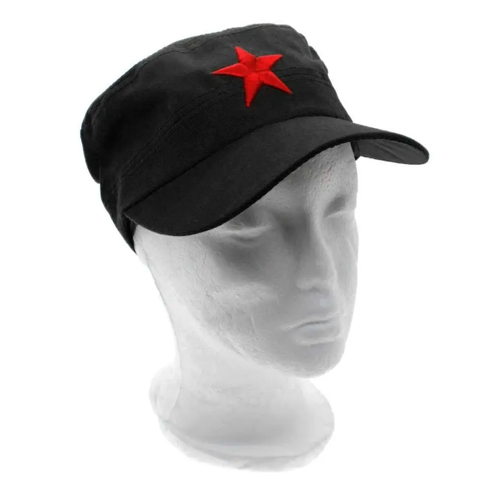 New China Chairmen Mao Red Star Pattern Flat Top Cotton Fabric Army Cap Hat