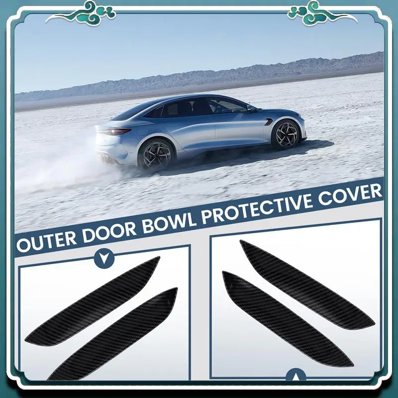 

ABTU-4PCS Exterior Outer Door Bowl Protection Cover Trim Carbon Fiber Color For BYD Dolphin