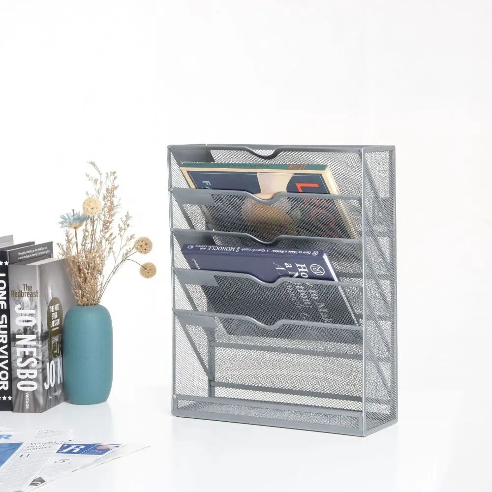 Wall Mounted Mail Paper Document Holder Large Capacity Multi-Layer Storage Magazine Rack Mesh Modern