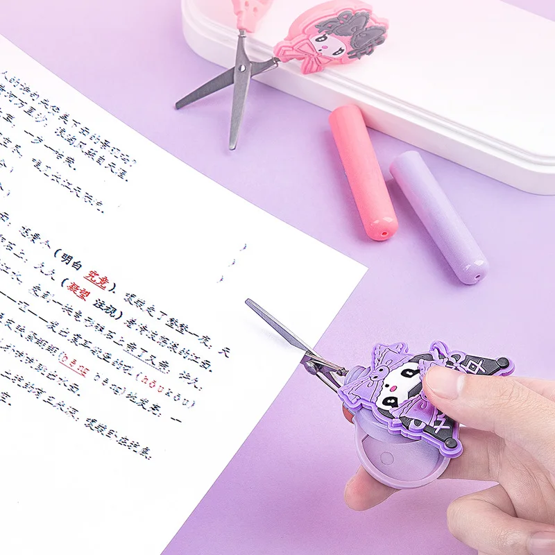 2023 Genuine Sanrio Family Anime Kuromi Cartoon Student Portable Diy Unpacking Safe Small Scissors Kids Hands Tools Wholesale