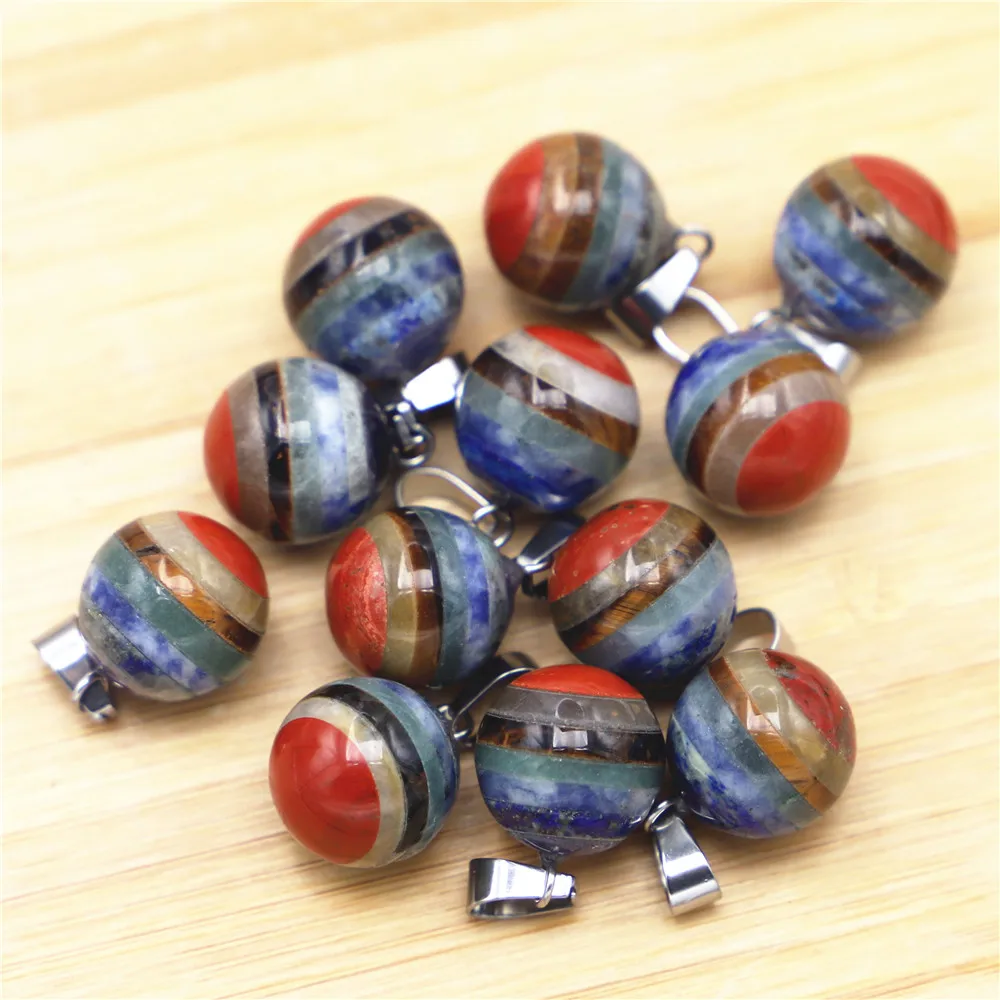 Beautiful Natural Stone 7 Chakras Round Ball Shape Ausgens Pendant 30mm for Fashion Jewelry Making 10pcs Wholesale Free Shipping