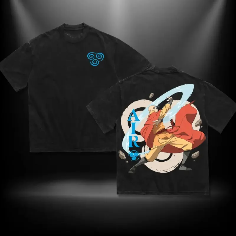 Avatar The Last Airbender Aang Graphic Tshirt Men Women Clothing Short Sleeve Cotton T-shirts Washed Tee Harajuku Unisex T Shirt