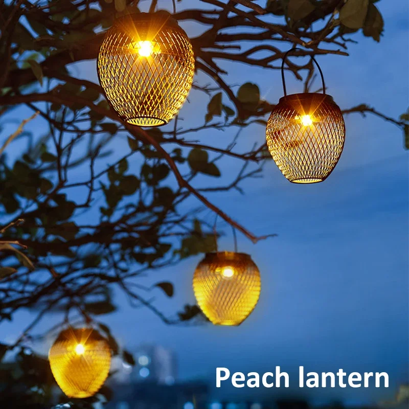 Outdoor Solar Lights LED Retro Lantern Hanging Solar Hanging Light IP65 Waterproof Vintage Metal Porch Decorative Lighting