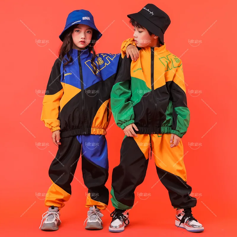 Pakaian dansa anak-anak Hip Hop kostum untuk anak laki-laki perempuan pakaian dansa Jazz Ballroom baju dansa anak-anak pakaian mantel celana panggung