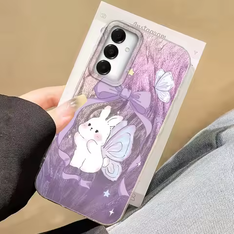 Cartoon Purple Rabbit Phone Case For Samsung Galaxy A16 A26 A36 A56 A25 A35 A55 A14 A34 A54 S21 S22 S23 S24 S25 Plus FE Ultra