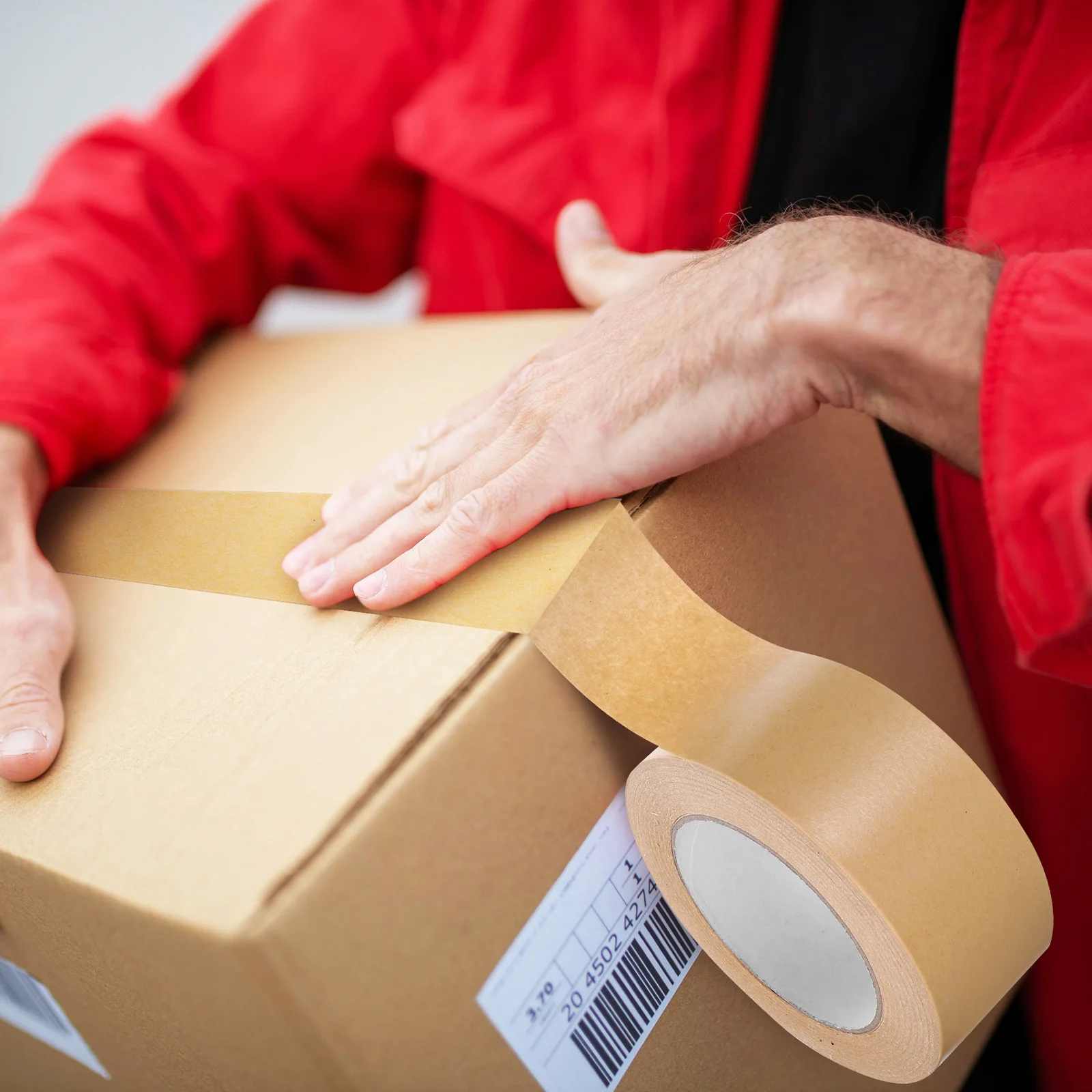 

Kraft Paper Tape Roll High Tension Strength Writable Surface Easy Tearing for Packaging Labeling and Storing Paper Packing Tape