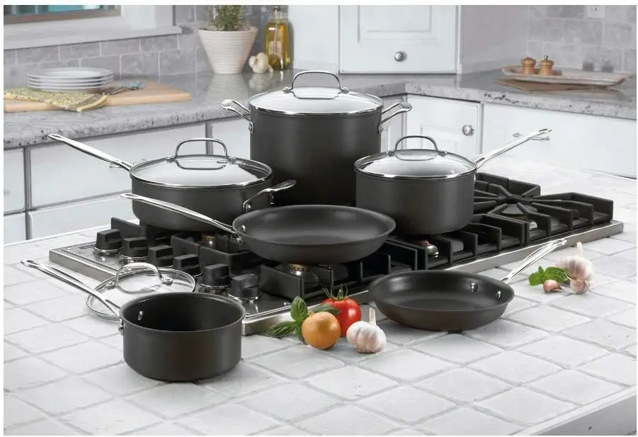 10/11/13/14/17-Piece Cookware Set, Chef's Classic Nonstick Hard Anodized