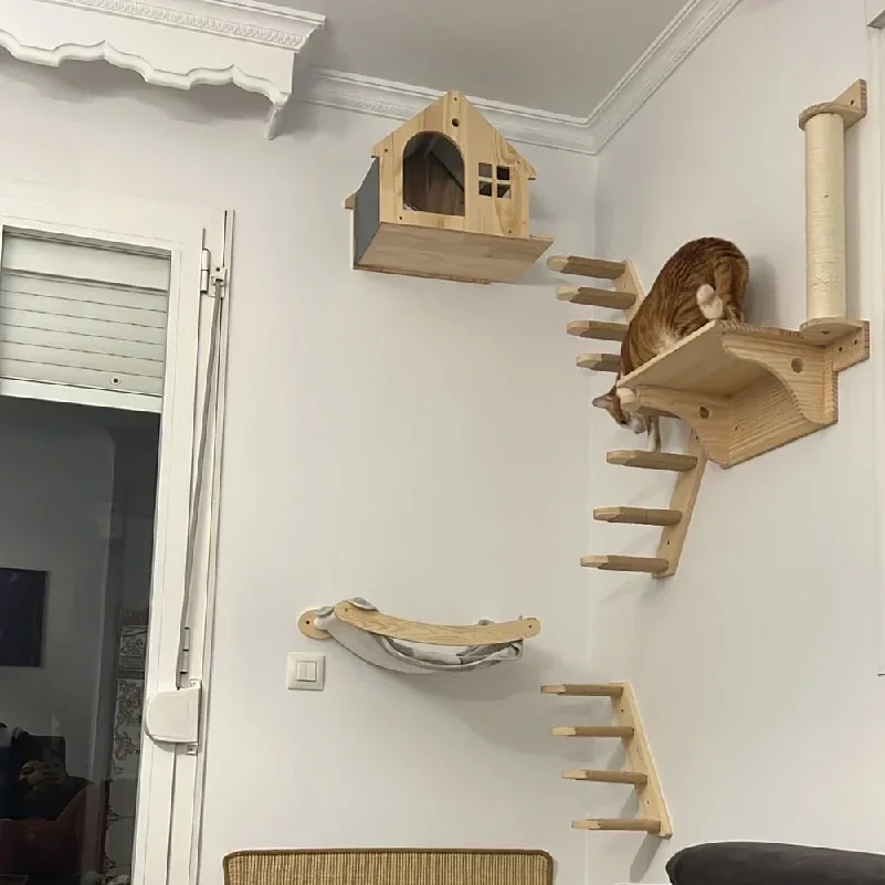Estantes de Madera para Gatos, - Cat Wall Climbing Shelves Hammock Wooden reseña y precio