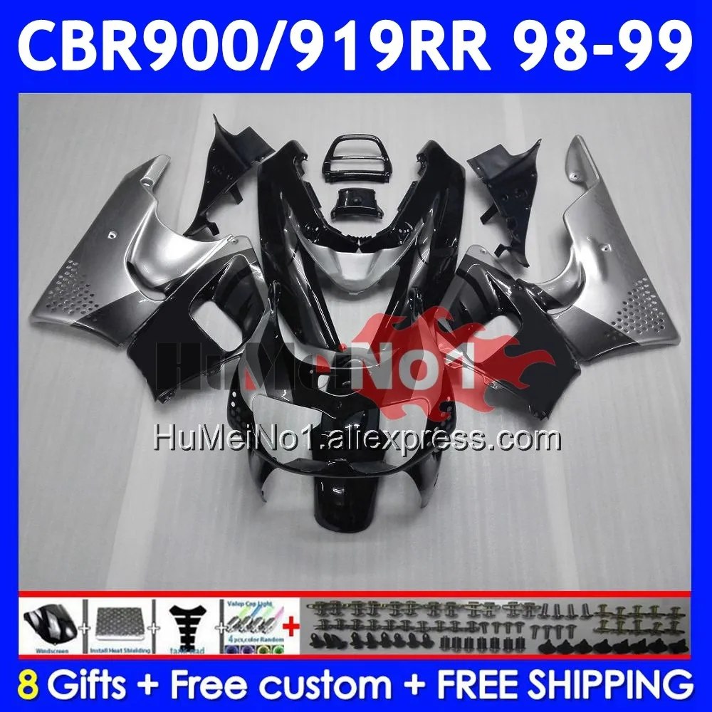 Body For HONDA CBR900RR CBR919RR 56No.3 CBR 919RR CBR900 RR CBR Silver flames 919 RR CC 900RR 1998 1999 CBR919 RR 98 99 Fairing