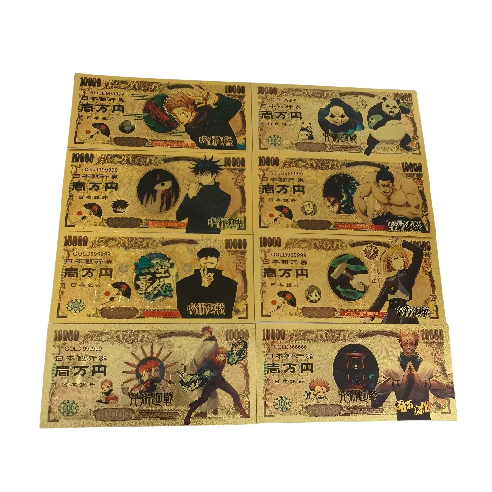 

Золотая банкнота Jujutsu Kaisen Satoru Gojo Itadori Yuji Todo Aoi, аниме-карты, коллекция фанатов, подарки, Curse Monster, дружба, мужество