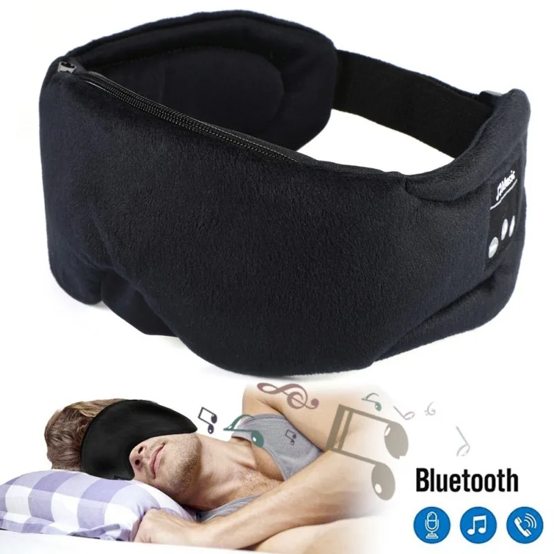 Sleeping Eye Mask Cover Noise Cancel Wireless Bluetooth V5.0 Stereo Headphones Hands-free Earphone Music Headband For iOS System