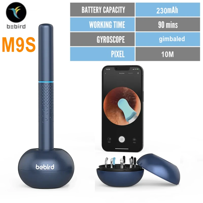 New Bebird M9S Visual Ear Cleaner 3.5mm Lens Gimbaled Intelligent Gyroscope 10 MegaPixels Camera Magnetic Switch Wax Removal