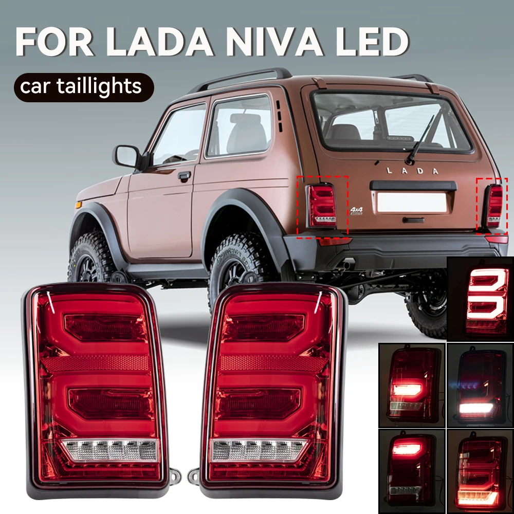 Car LED Rear Lights for Lada Niva 4x4 Led Taillights Stop Brake Reversing Turn Signal Light with Relay for Lada 4X4 Niva 1995 +