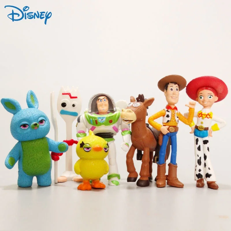7 sztuk Cartoon Disney Toy Story 4 Woody Buzz Astral 4-7cm figurka lalka dekoracja kolekcja figurka Model prezenty dla dzieci