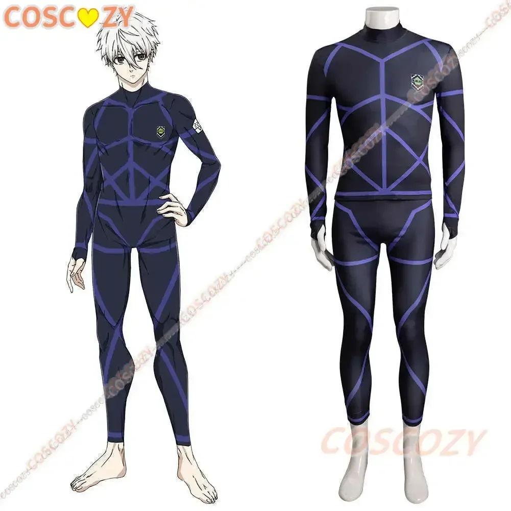 Anime Blue Lock Nagi Seishiro Cosplay Costume Black Jersey Jumpsuit Football Bodysuit Wig Halloween Christmas Party Clothes image 6