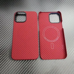 for magsafe for iPhone 14/13 pro case real Red carbon fiber Ultra Thin Aramid fiber Magnetic cover for iPhone 14 plus