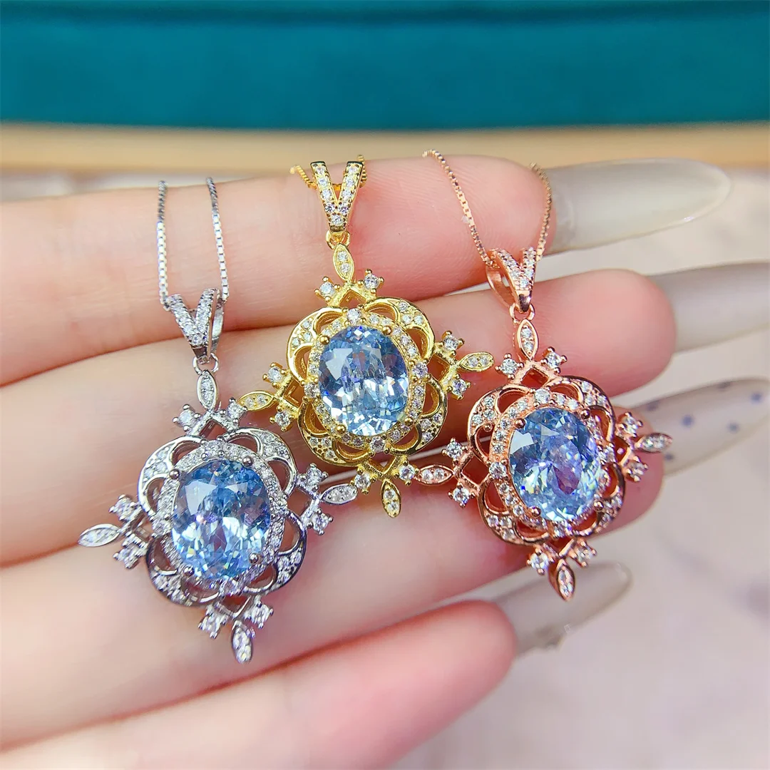 

Ethereal Natural Topaz S925 Silver Pendant Necklace Graceful Glittering Jewelry To Accentuate Your Femininity