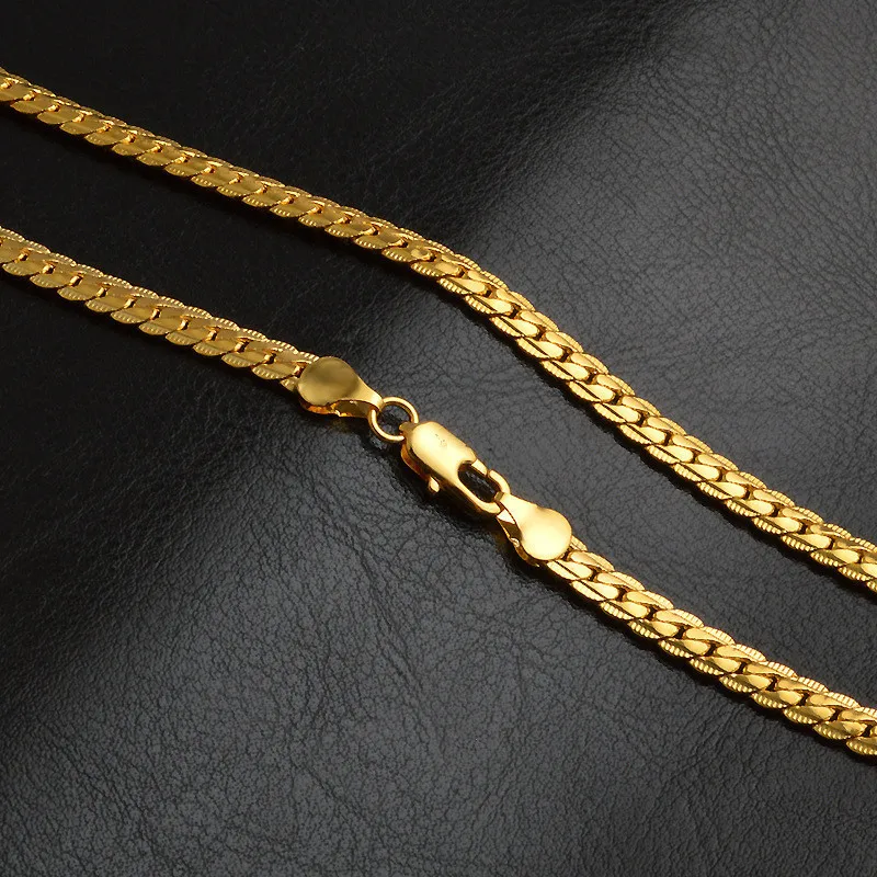 Silver 18K Gold Color 5MM Chain Bracelets Neckalce for Women Men Fashion Party Wedding Jewelry Sets Gifts