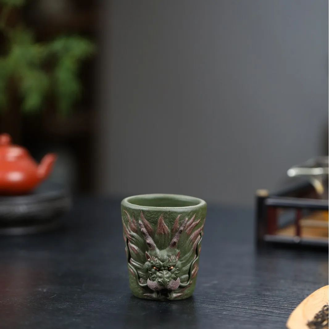 [Xianglong Cup] Yixing Pure Handmade Purple Clay Cup, Master With Dragon Head Design, Kung Fu Tea Set, Tasting Cup