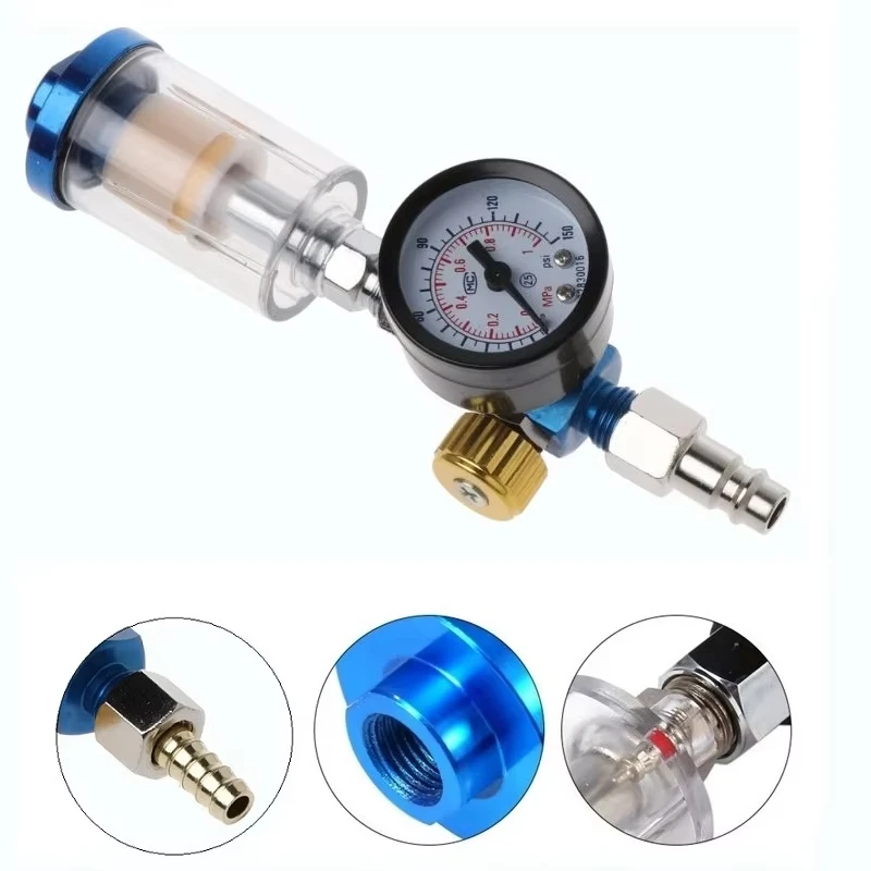 Spray Gun Air Regulator Gauge + In-line Water Trap Filter + JP/EU/US Adapter Pneumatic Tools Accessories For Airbrush