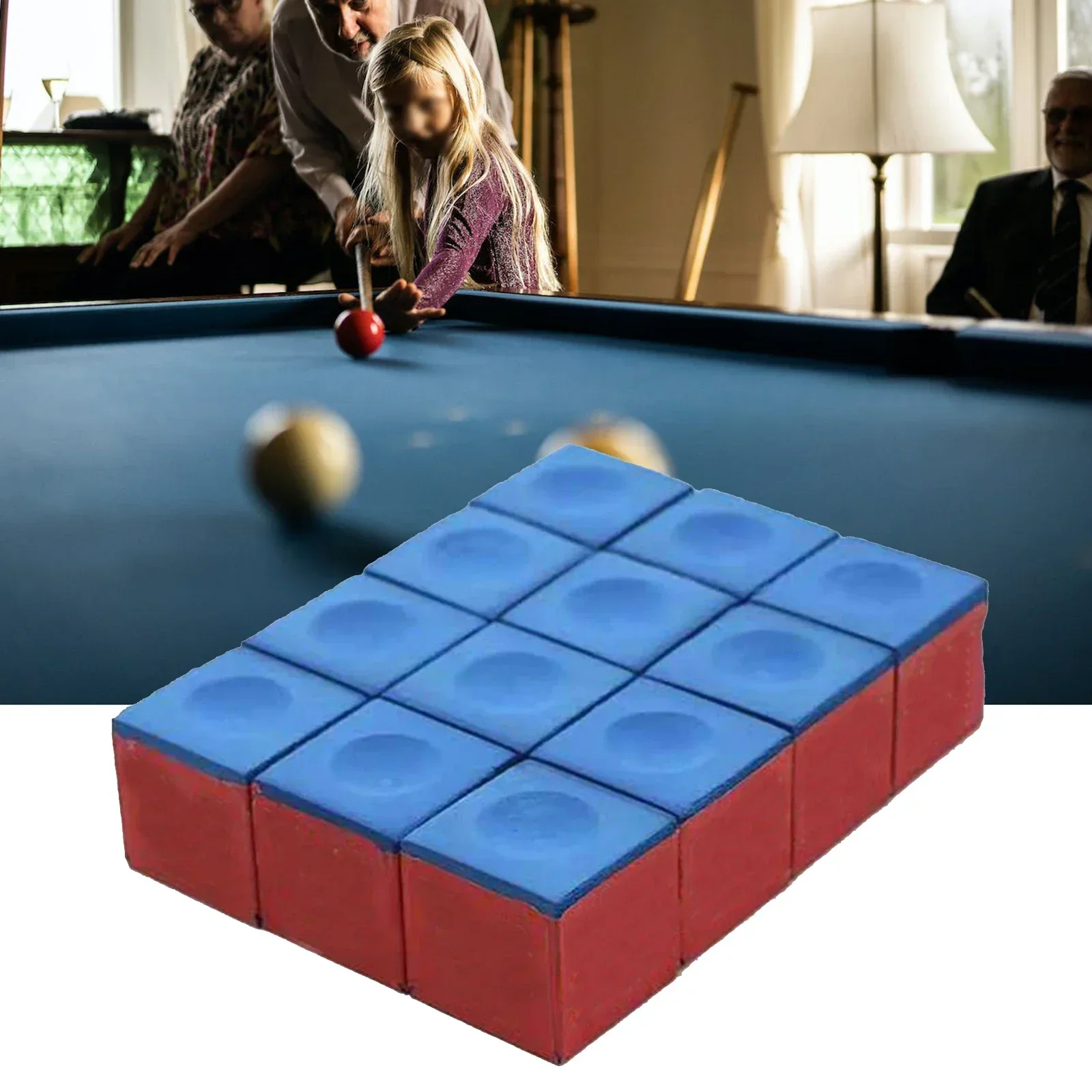 Craie de queue de billard Cubes Cubes, bleu, haute qualité, pratique, nouveau, 12 pièces