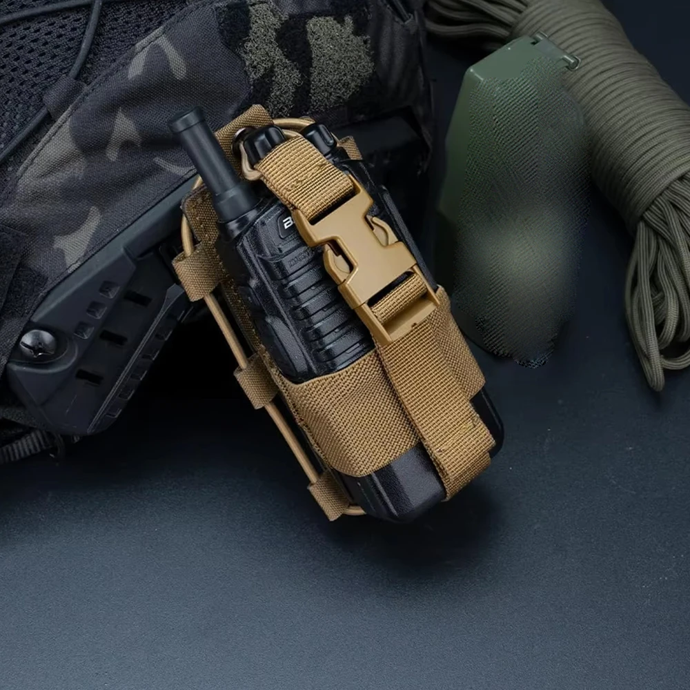 Tactical MOLLE Radio Pouch Mini Walkie Talkie Bag Waist-Mountable Utility Pouch Magazine Storage Bag for Hunting Camping Outdoor