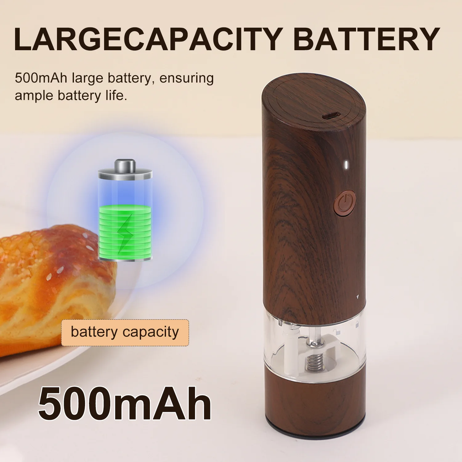 Conjunto elétrico de moedor de sal e pimenta, aspereza ajustável, recarregável, alimentado por bateria, moinhos de cozinha para especiarias