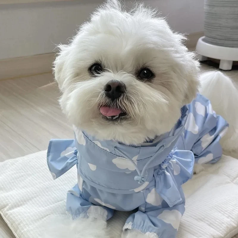 Thickened Waterproof All In One Four Legged Dog Rain Poncho Hooded Cute Cloud Love Print Pet Puppy Rain Clothes - view 6
