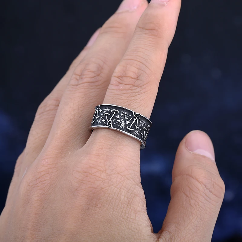 Fashion Style Stainless Steel Mushroom Ring Fashion Men And Women Retro Punk Hip Hop Jewelry Ring For Man Wholesale 2022 V194