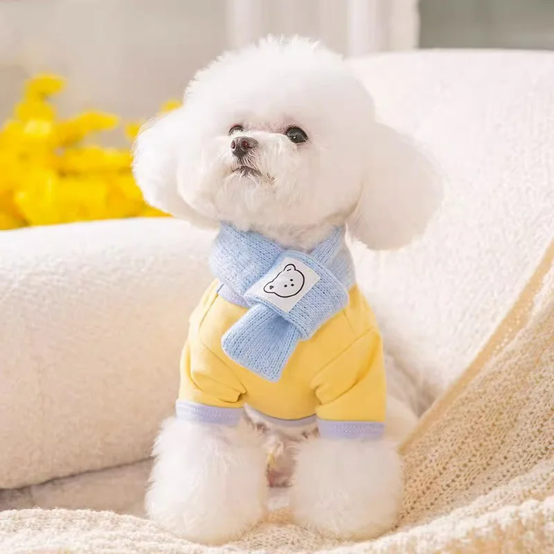 Winter New Pet Warm Vest Puppy Cute Scarf Than Bear Two-legged Hoodie Dog T-shirt Teddy Clothing XS-XL