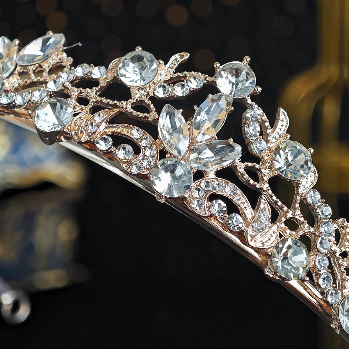 أزياء تألق حجر الراين تاج اليومي تيارا الزفاف غطاء الرأس مجوهرات الزفاف إكسسوارات الشعر للنساء #4