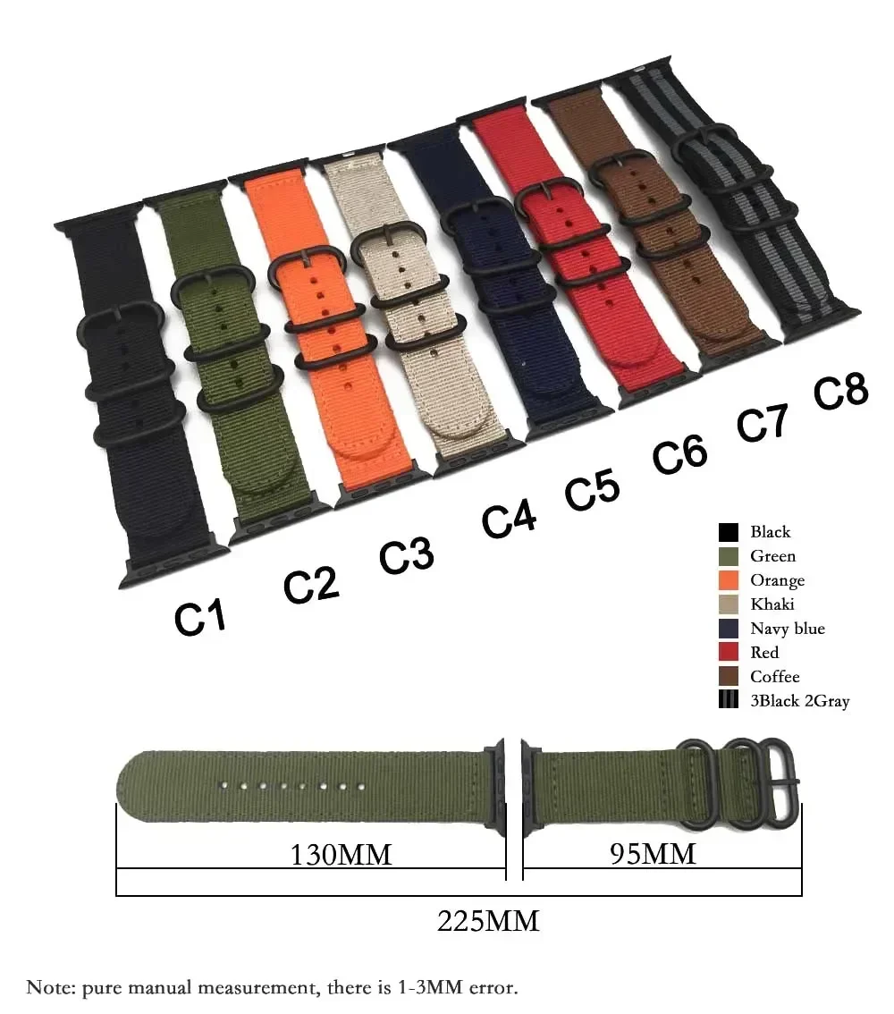 Nylon Strap For Apple Watch Band 9 8 7 SE 6 5 4 Ultra 49MM 40MM 44MM 45MM 41MM Accessorie bracelet for iWatch serie 3 38MM 42MM